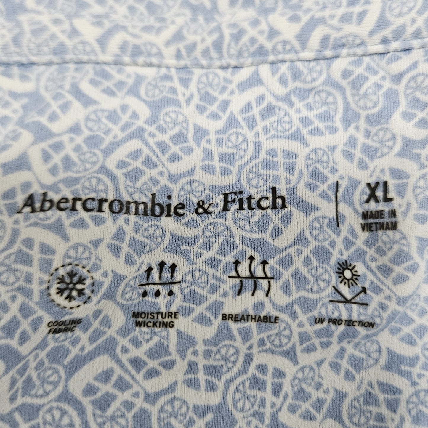 Abercrombie & Fitch Blue Cooling Moisture Wicking Breathable UV Polo Shirt XL