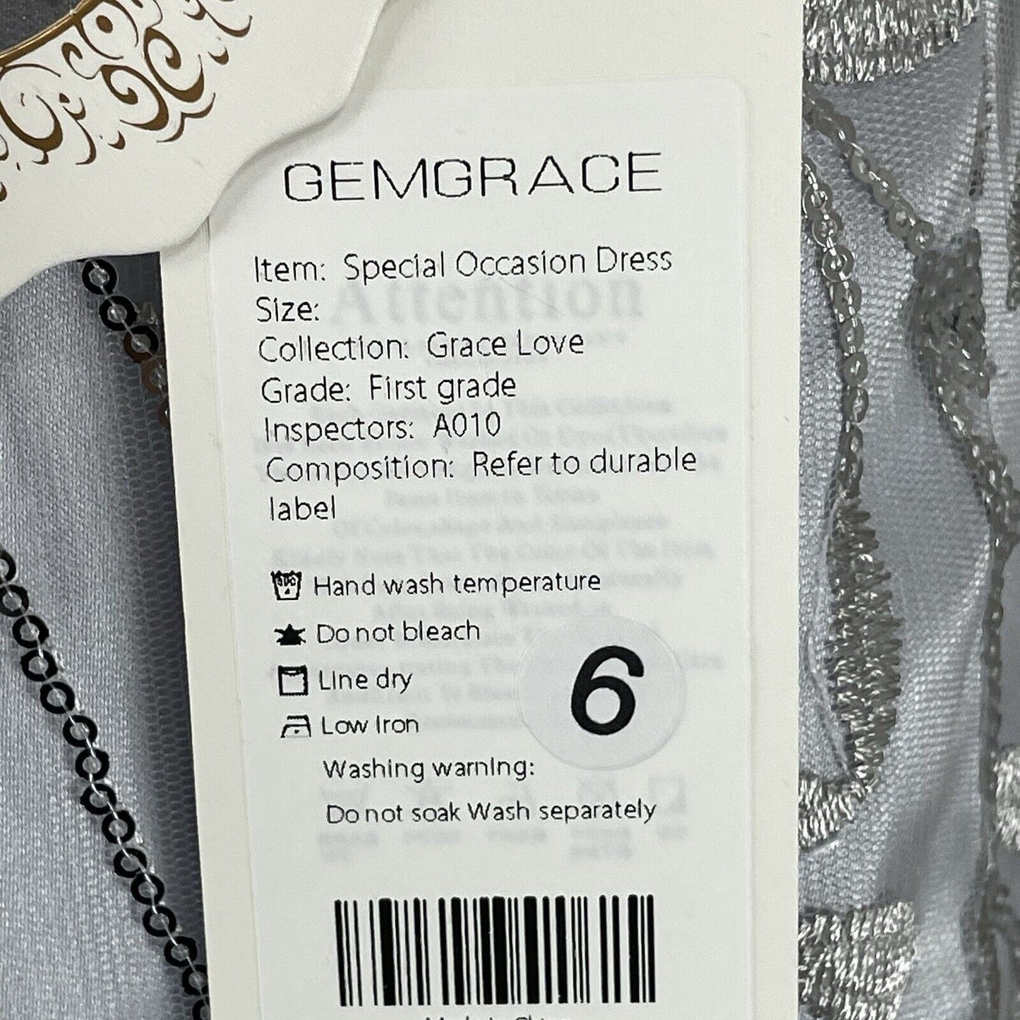 NWT Gem Grace Silver Gray A Line Maxi Dress Gown Embroidery Sequin Padded Size 6