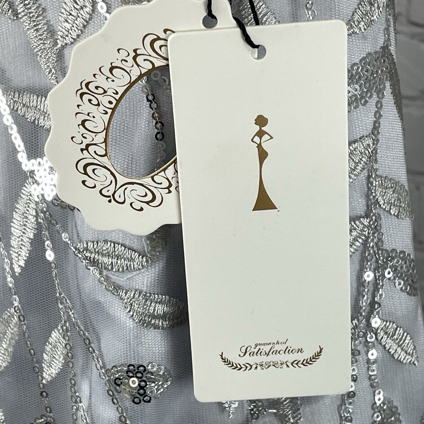 NWT Gem Grace Silver Gray A Line Maxi Dress Gown Embroidery Sequin Padded Size 6