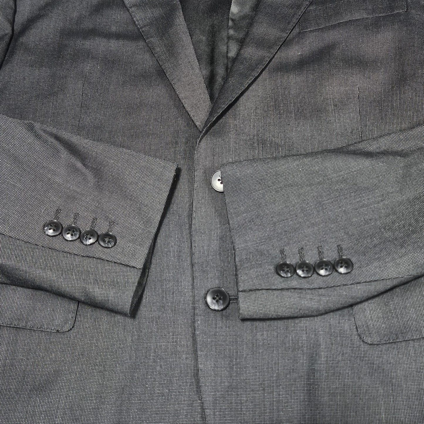 J. Ferrar Black Slim Fit 2 Button Double Vented Peak Blazer Sport Coat 42S