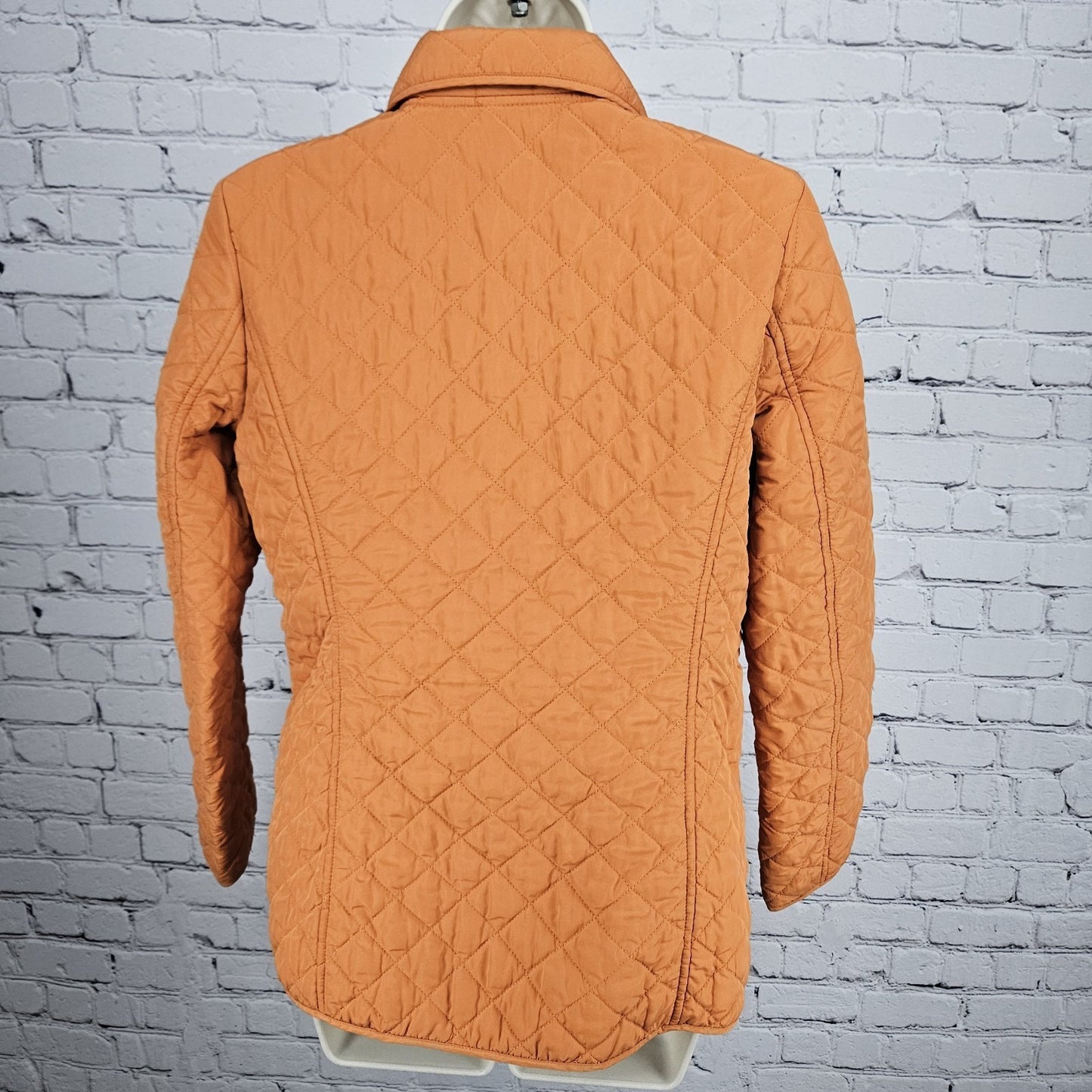 J. Jill Orange Quilted Lightweight Insulated Snap Collared Pockets Jacket XS