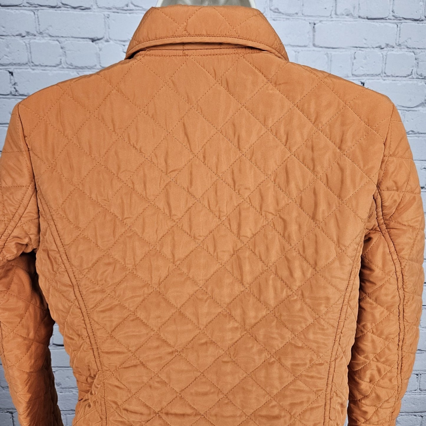 J. Jill Orange Quilted Lightweight Insulated Snap Collared Pockets Jacket XS
