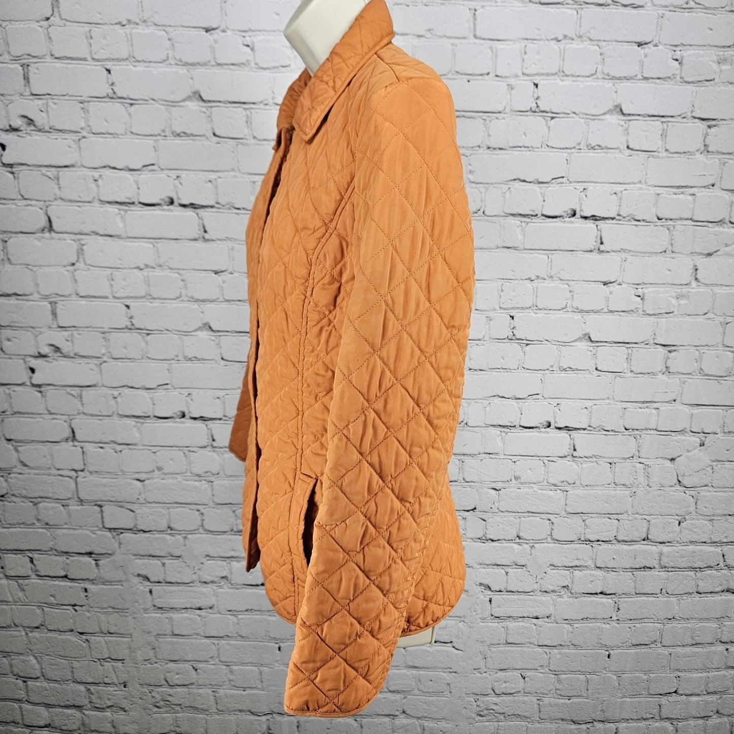 J. Jill Orange Quilted Lightweight Insulated Snap Collared Pockets Jacket XS