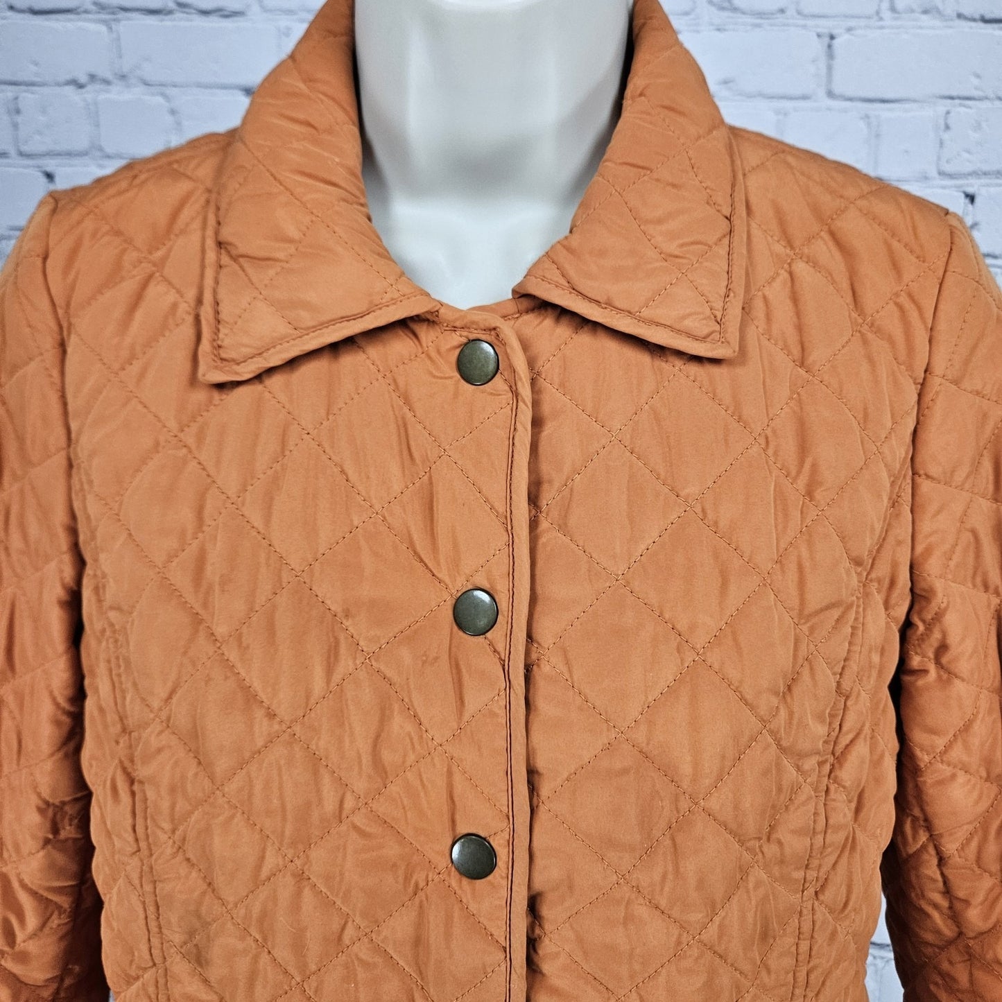 J. Jill Orange Quilted Lightweight Insulated Snap Collared Pockets Jacket XS