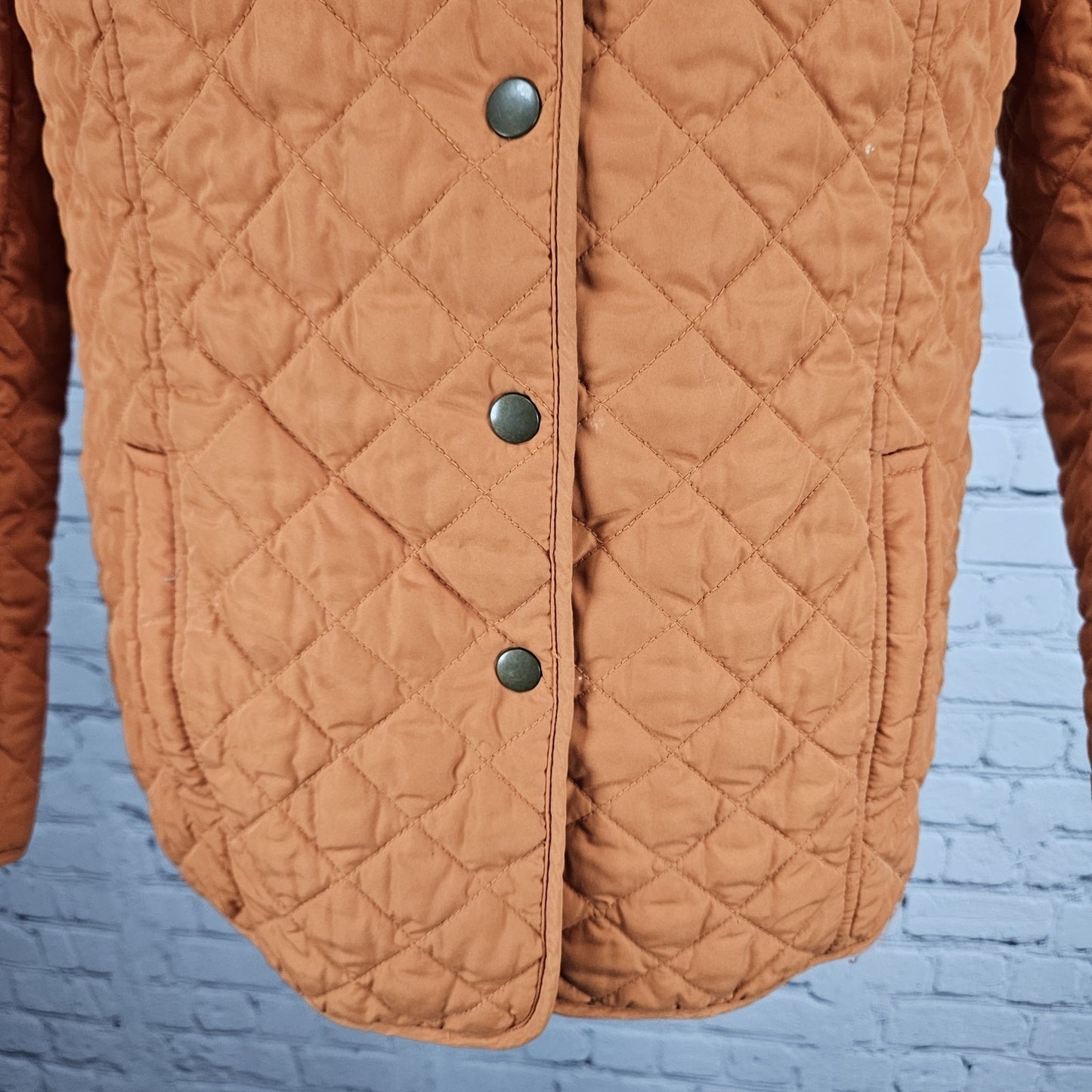J. Jill Orange Quilted Lightweight Insulated Snap Collared Pockets Jacket XS