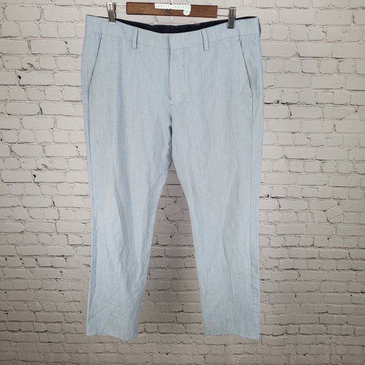 Bonobos Blue Italian Wool Blend Slim Straight Lightweight Pants Trousers (33x30)