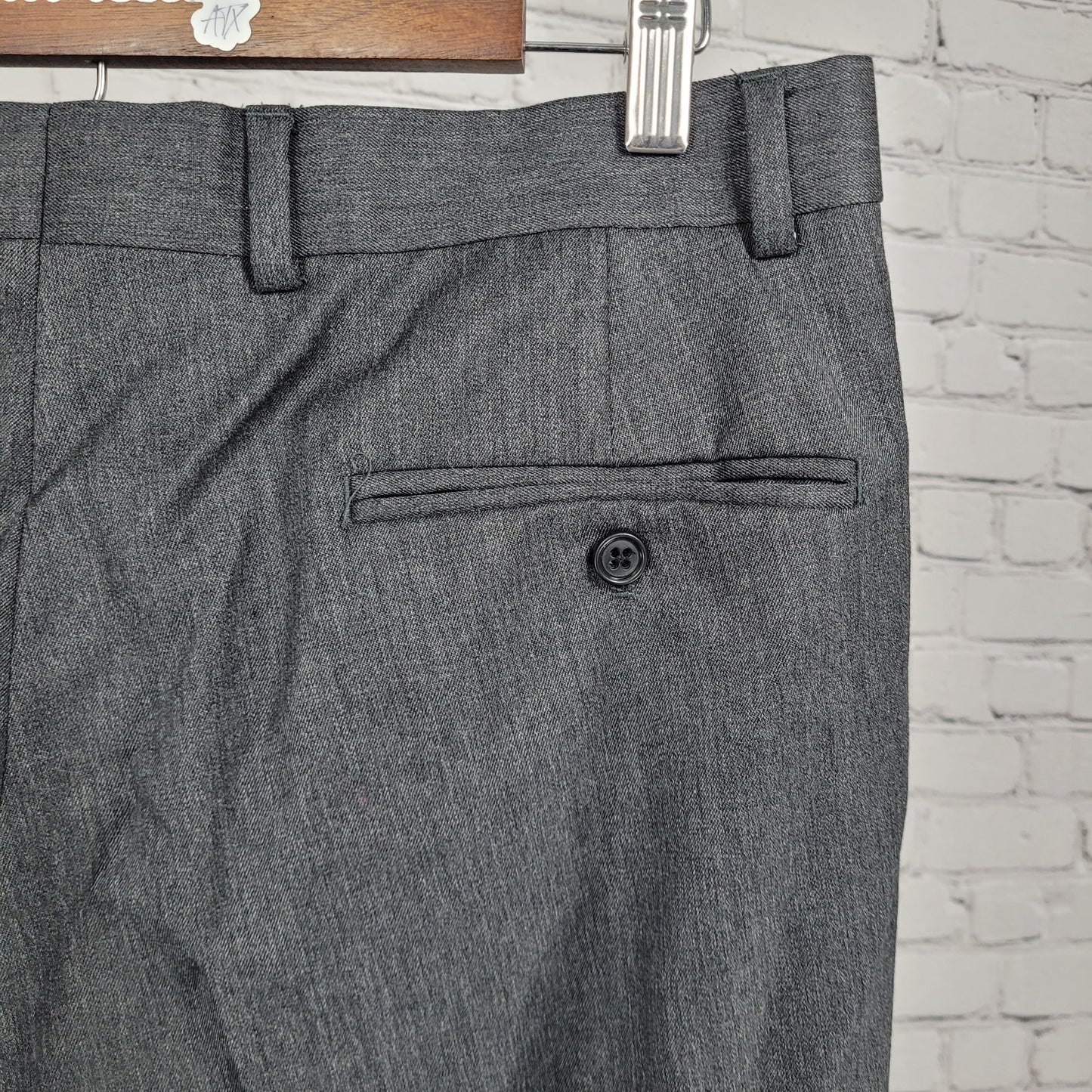 Joseph & Feiss Grey Wool Blend Pleated Cuffed Straight Dress Pants 35x30 (34x30)