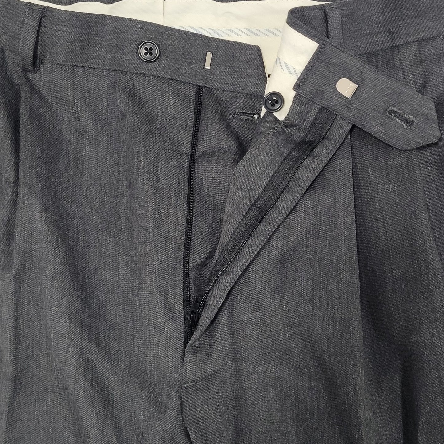 Joseph & Feiss Grey Wool Blend Pleated Cuffed Straight Dress Pants 35x30 (34x30)