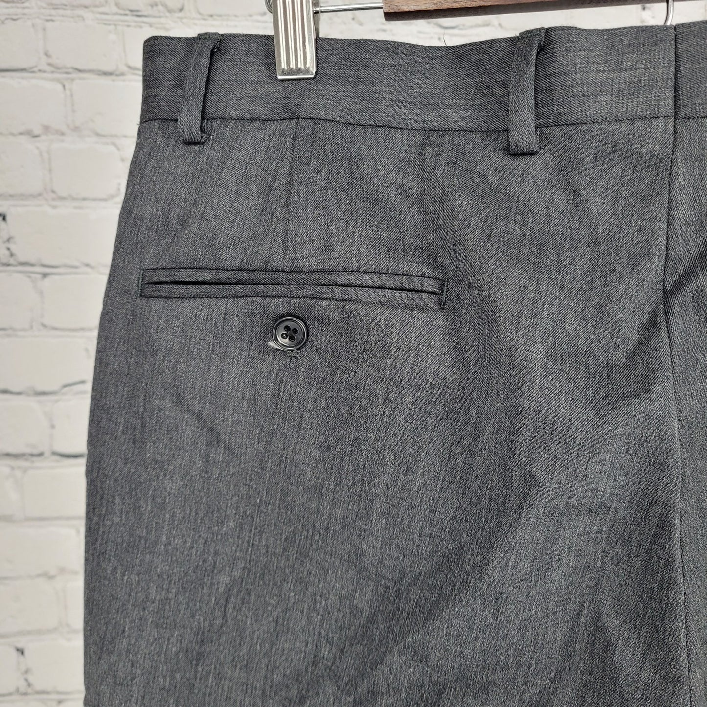 Joseph & Feiss Grey Wool Blend Pleated Cuffed Straight Dress Pants 35x30 (34x30)