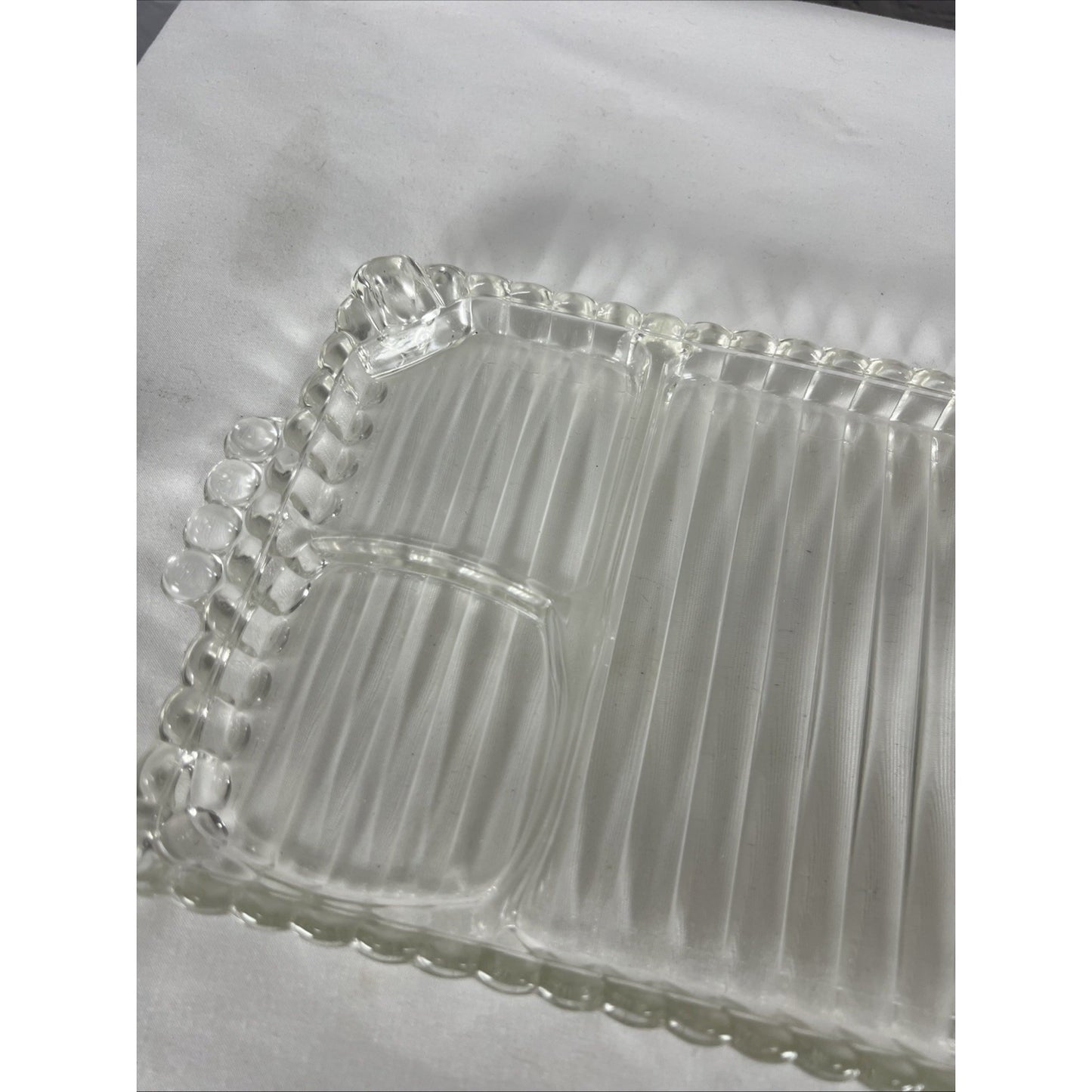 VTG Hazel-Atlas Orchard Crystal Party Set Snack Sip Smoke Cup Tray Set Of 5
