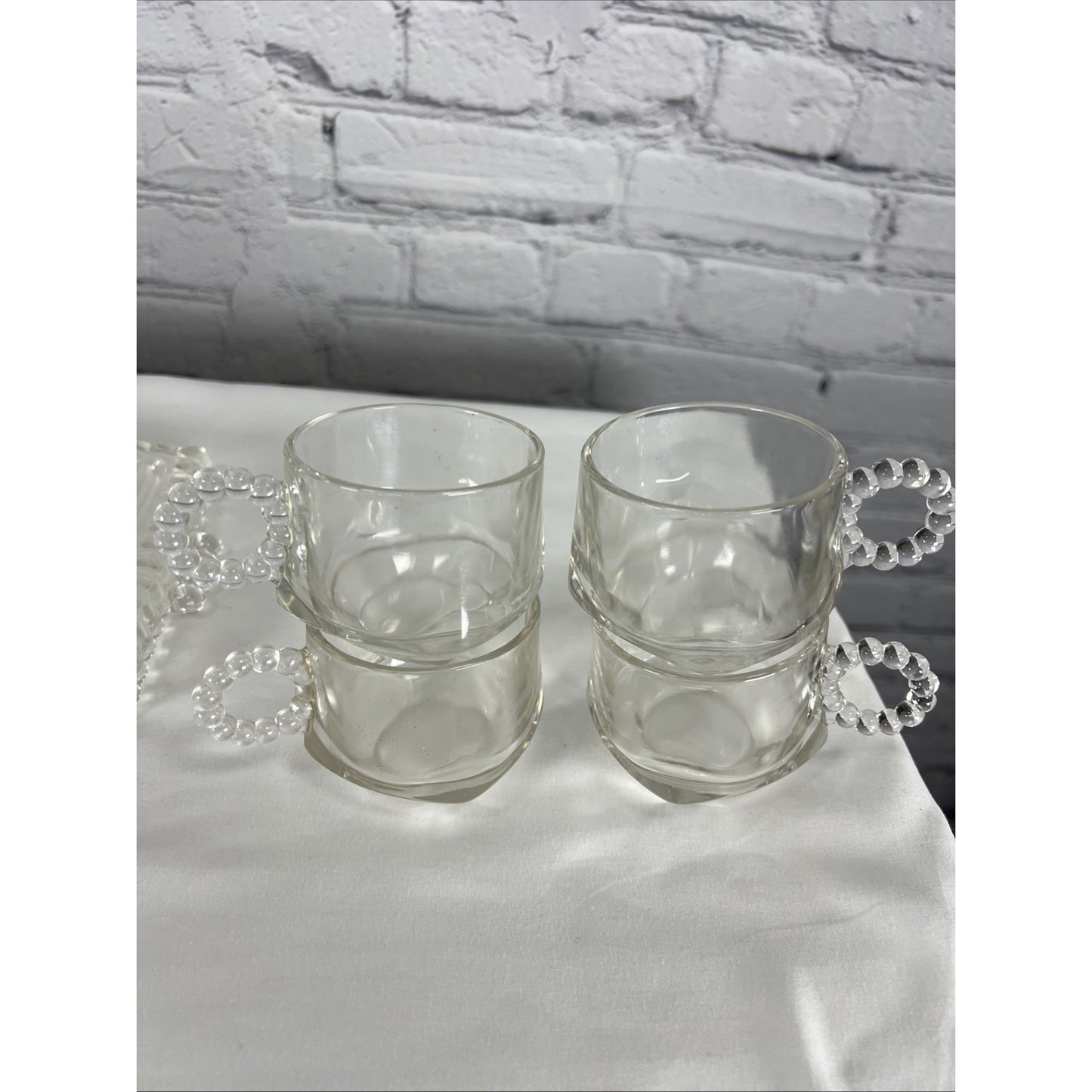 VTG Hazel-Atlas Orchard Crystal Party Set Snack Sip Smoke Cup Tray Set Of 5