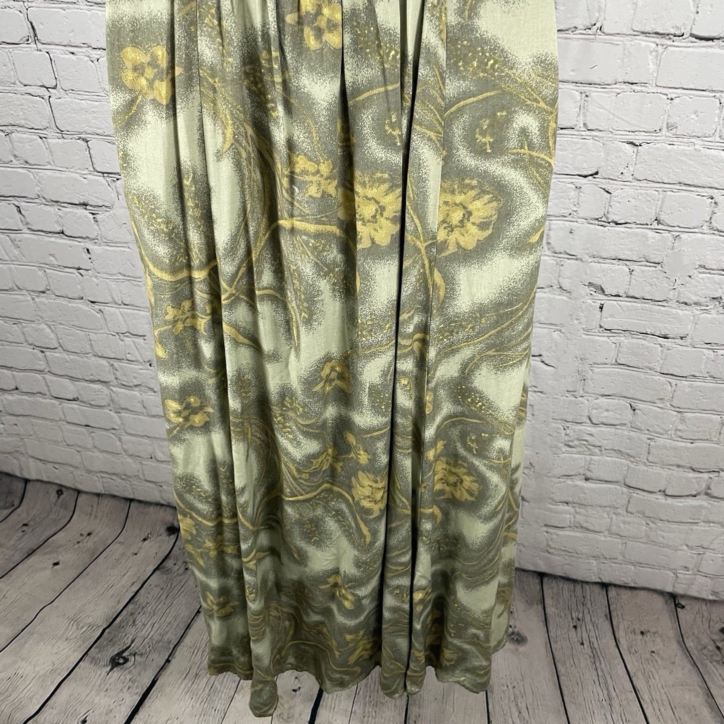 VTG Betsey’s Things Green Floral Buttoned Padded Short Sleeve Midi Dress Size 8
