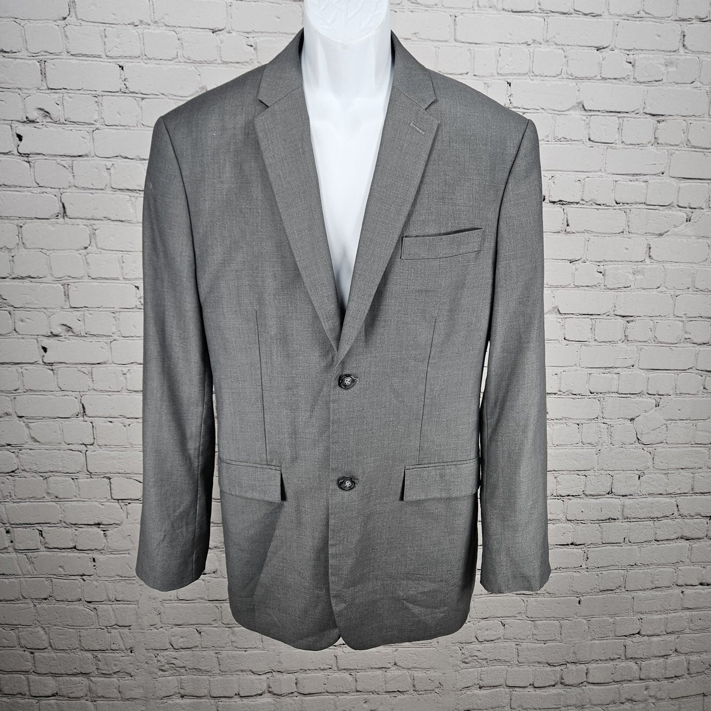 Perry Ellis Grey Slim Fit 2 Button Double Vented Notch Blazer Sport Coat 44R