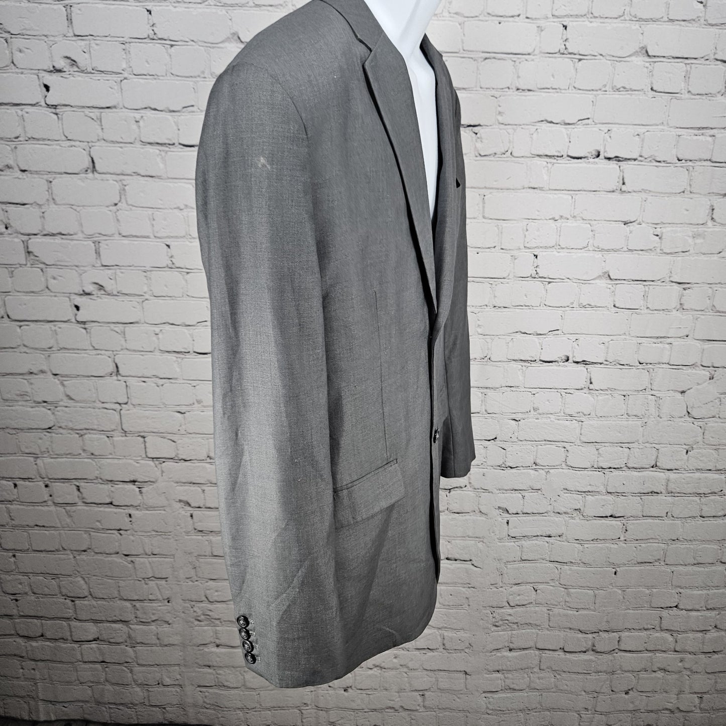 Perry Ellis Grey Slim Fit 2 Button Double Vented Notch Blazer Sport Coat 44R