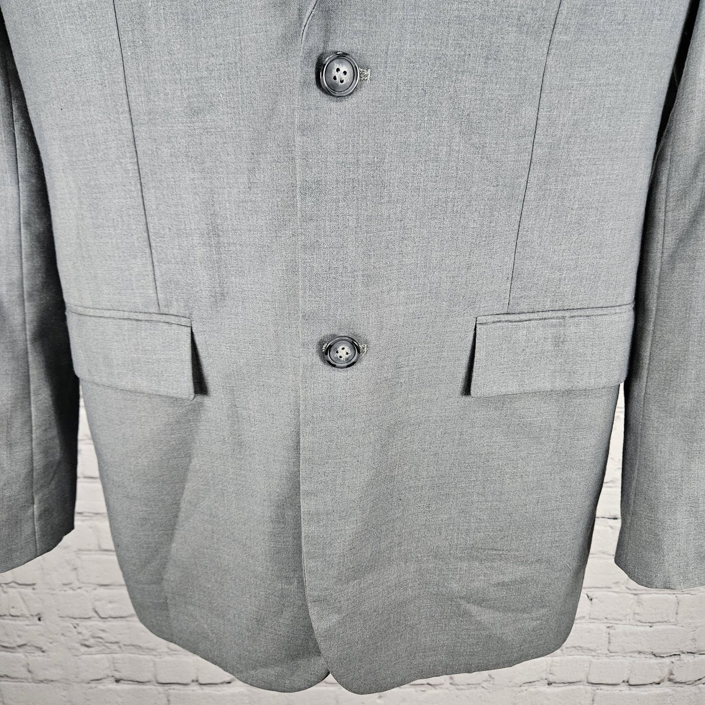 Perry Ellis Grey Slim Fit 2 Button Double Vented Notch Blazer Sport Coat 44R