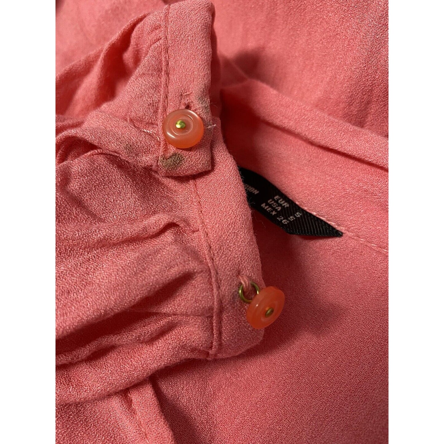 Zara Trafaluc Pink Long Sleeve Neck Tie Blouse S Small