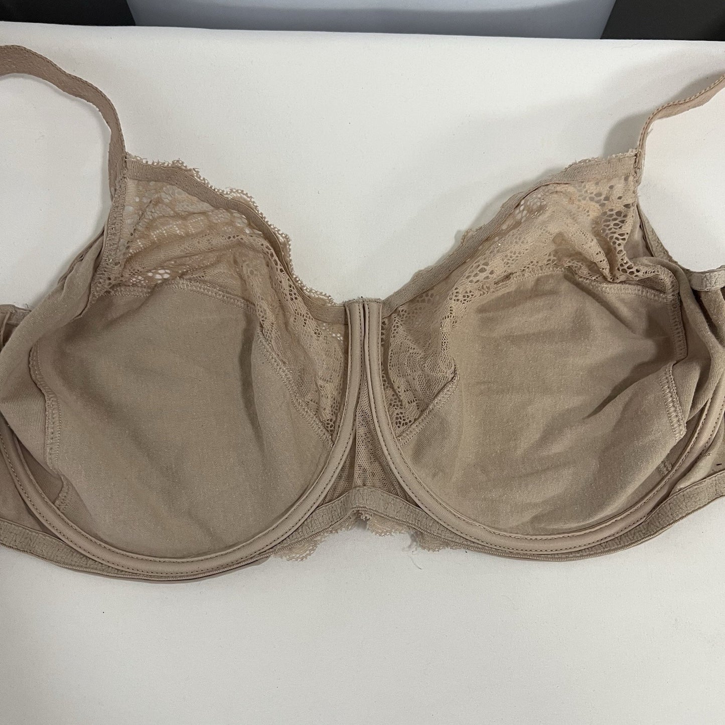 VTG Simone Pérèle Nude Semi Sheer Lace Underwire Lined Unpadded Bra US 34