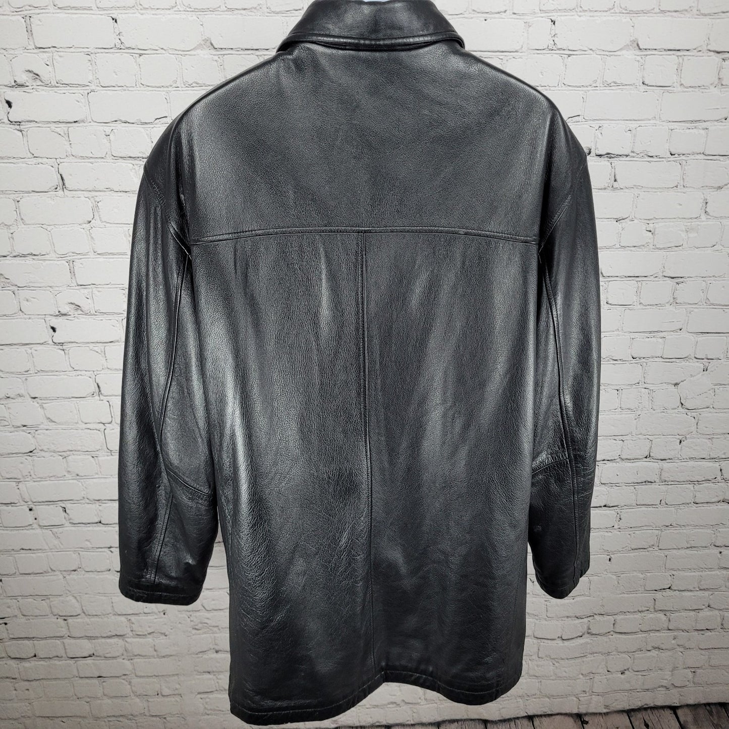 DOCKERS Black Genuine Leather Buttoned Collared Inner Pockets Jacket Size XL
