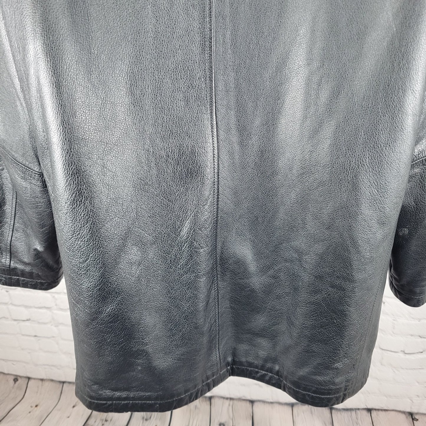DOCKERS Black Genuine Leather Buttoned Collared Inner Pockets Jacket Size XL