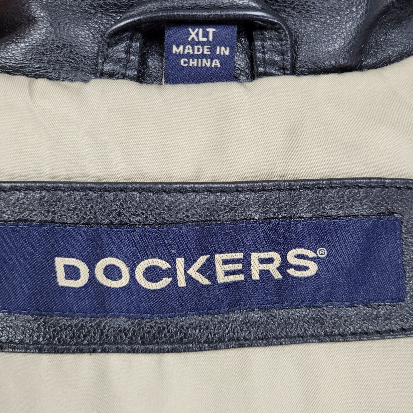 DOCKERS Black Genuine Leather Buttoned Collared Inner Pockets Jacket Size XL