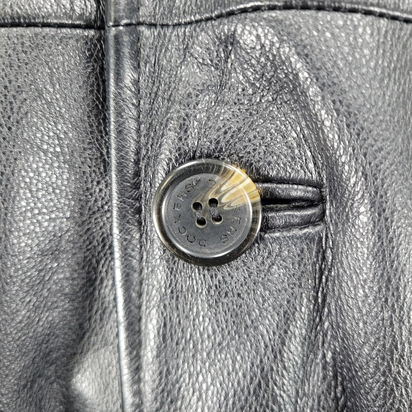 DOCKERS Black Genuine Leather Buttoned Collared Inner Pockets Jacket Size XL