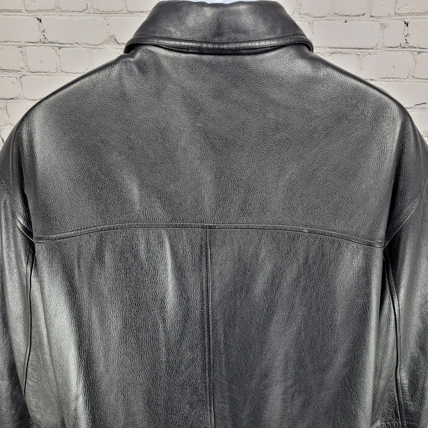 DOCKERS Black Genuine Leather Buttoned Collared Inner Pockets Jacket Size XL