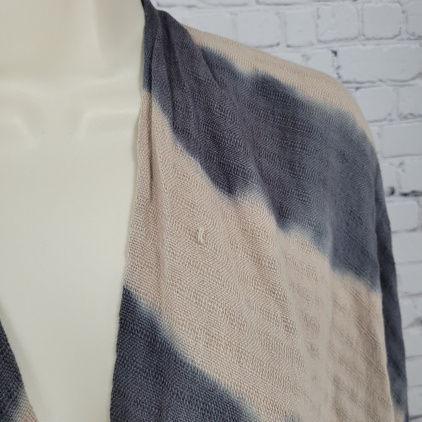Ketzali Beige & Grey Handmade Cotton Knit  Open Wrap Poncho Cardigan O/S