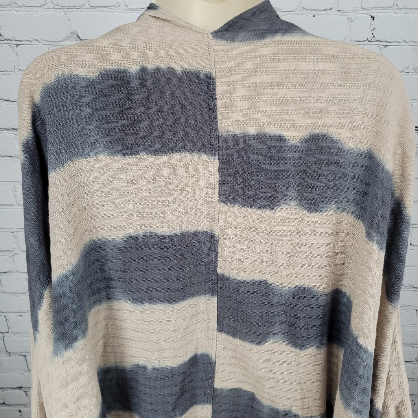 Ketzali Beige & Grey Handmade Cotton Knit  Open Wrap Poncho Cardigan O/S