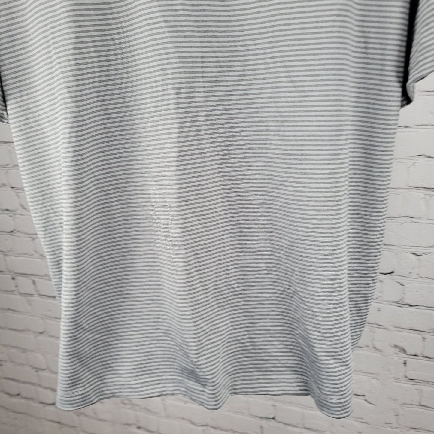 Whataburger Grey Striped Embroidered Logos Buttoned Short Sleeve Polo Shirt XL