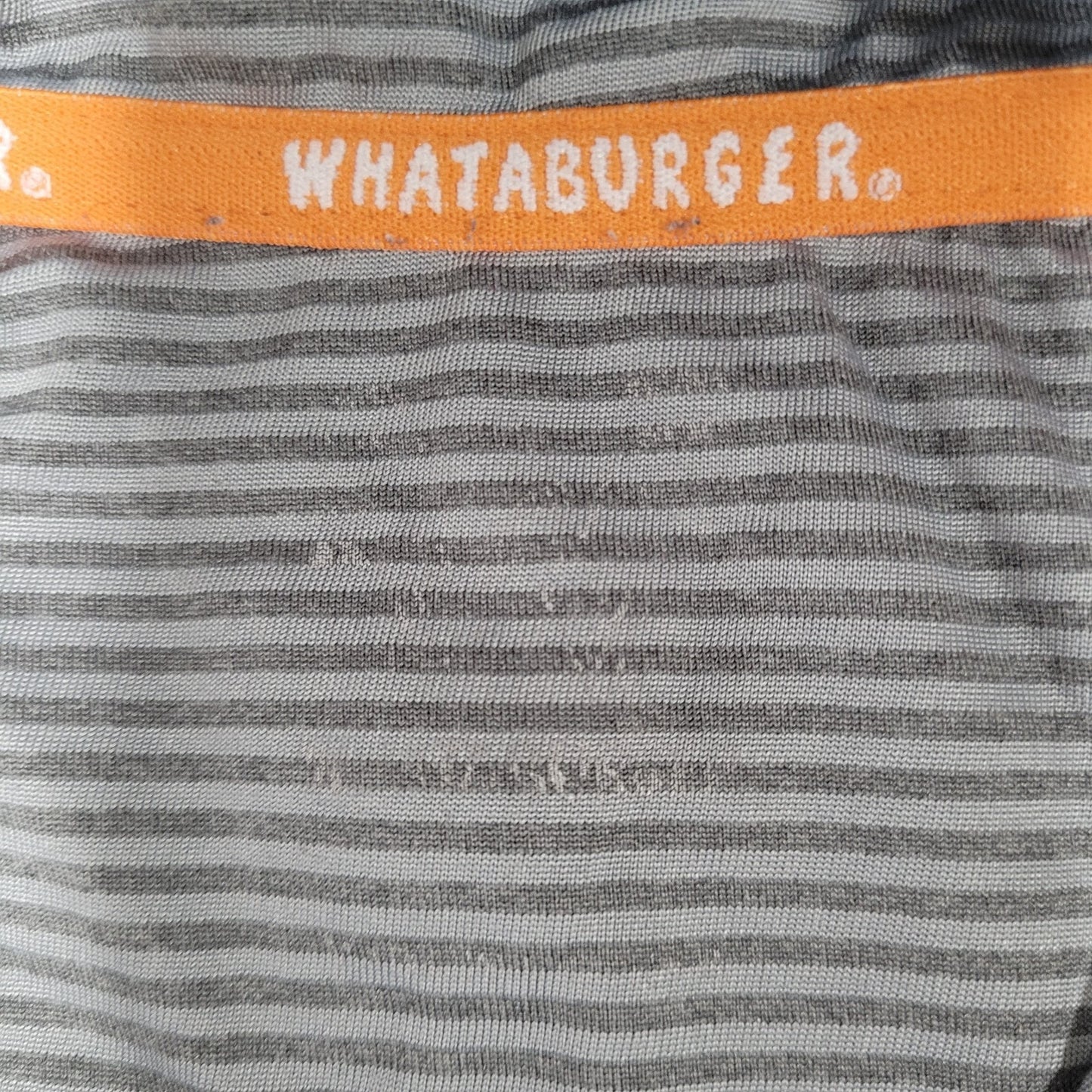 Whataburger Grey Striped Embroidered Logos Buttoned Short Sleeve Polo Shirt XL