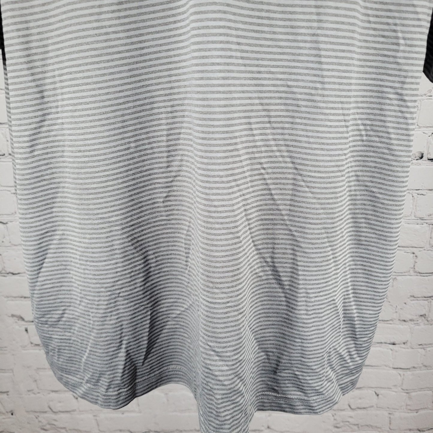 Whataburger Grey Striped Embroidered Logos Buttoned Short Sleeve Polo Shirt XL