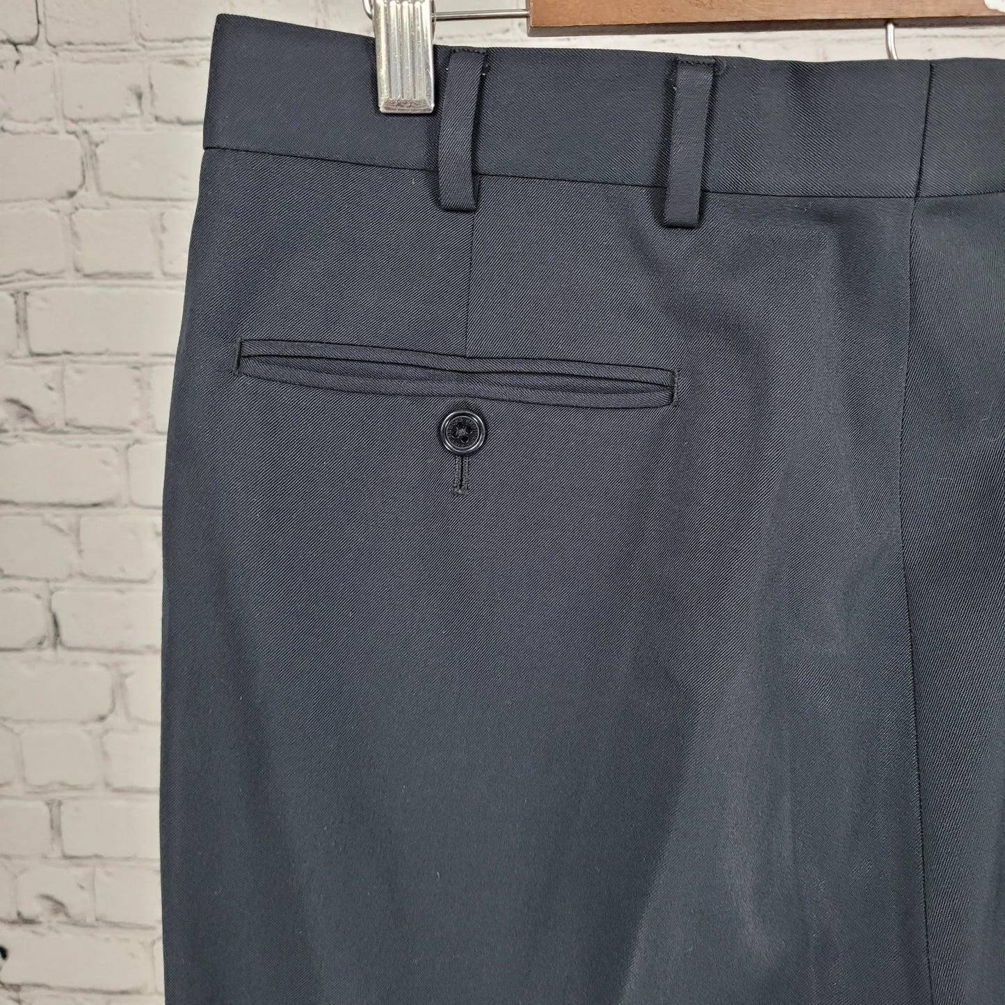 Brooks Brothers Navy 100% Wool Pleated Cuffed Straight Dress Pants 34x34 *holes