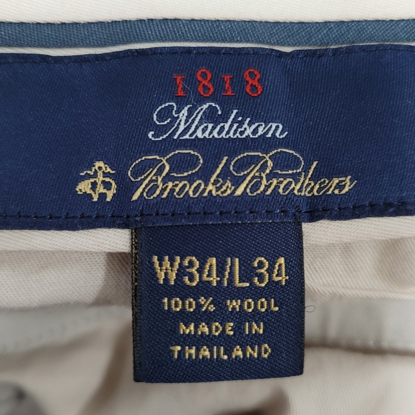 Brooks Brothers Navy 100% Wool Pleated Cuffed Straight Dress Pants 34x34 *holes