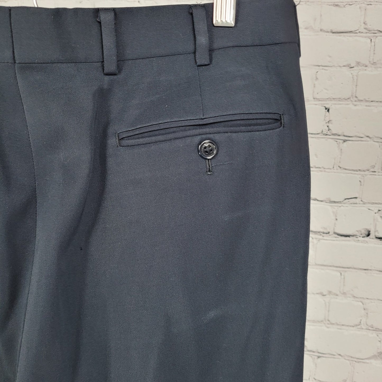 Brooks Brothers Navy 100% Wool Pleated Cuffed Straight Dress Pants 34x34 *holes