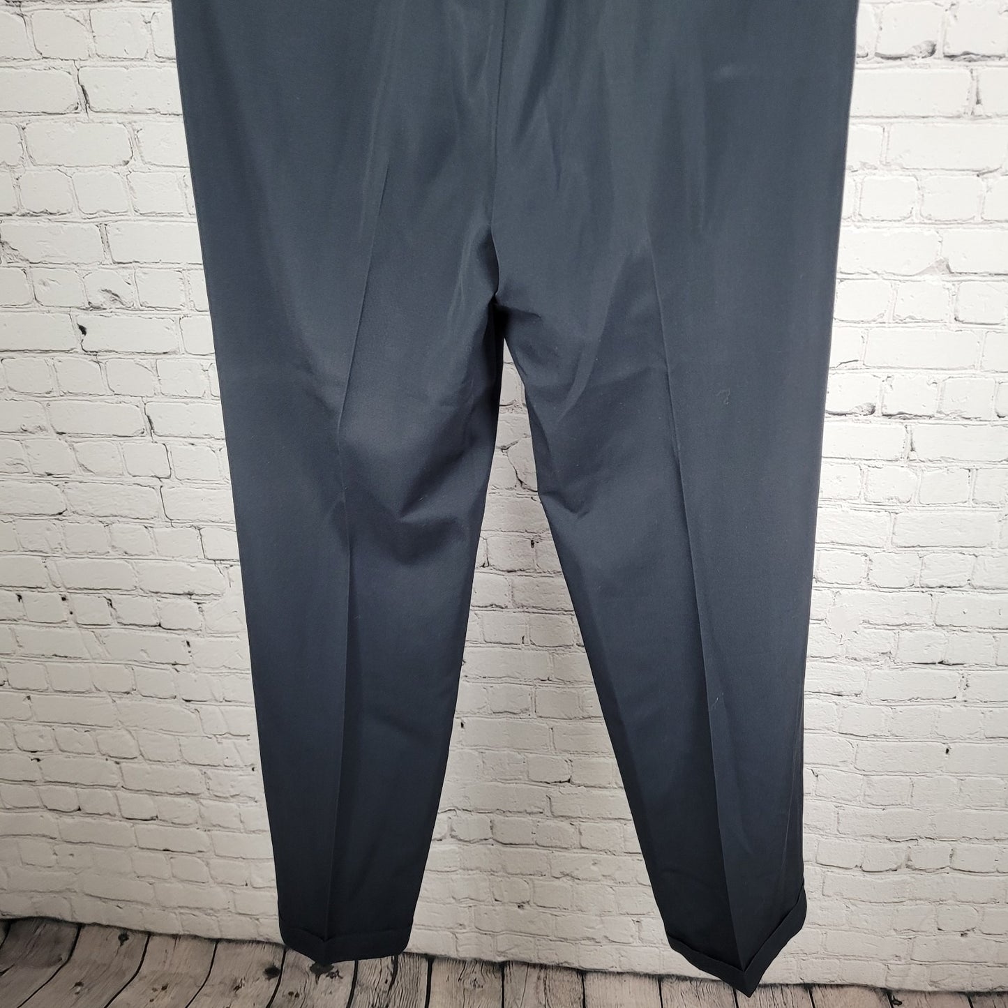 Brooks Brothers Navy 100% Wool Pleated Cuffed Straight Dress Pants 34x34 *holes