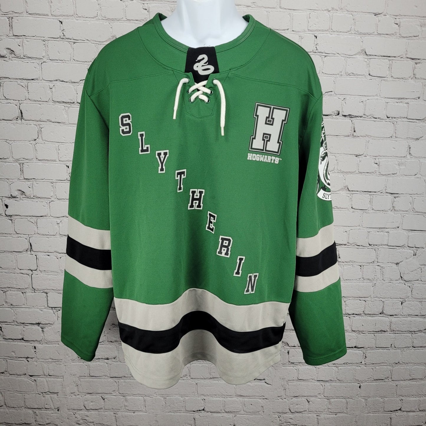 Harry Potter Hogwarts Slytherin Green Pullover Long Sleeve Jersey Shirt Small S