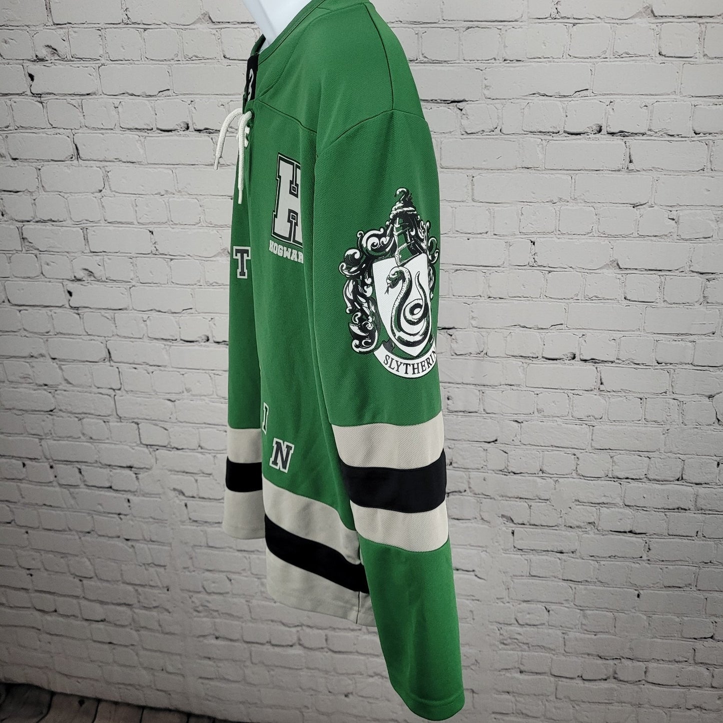 Harry Potter Hogwarts Slytherin Green Pullover Long Sleeve Jersey Shirt Small S
