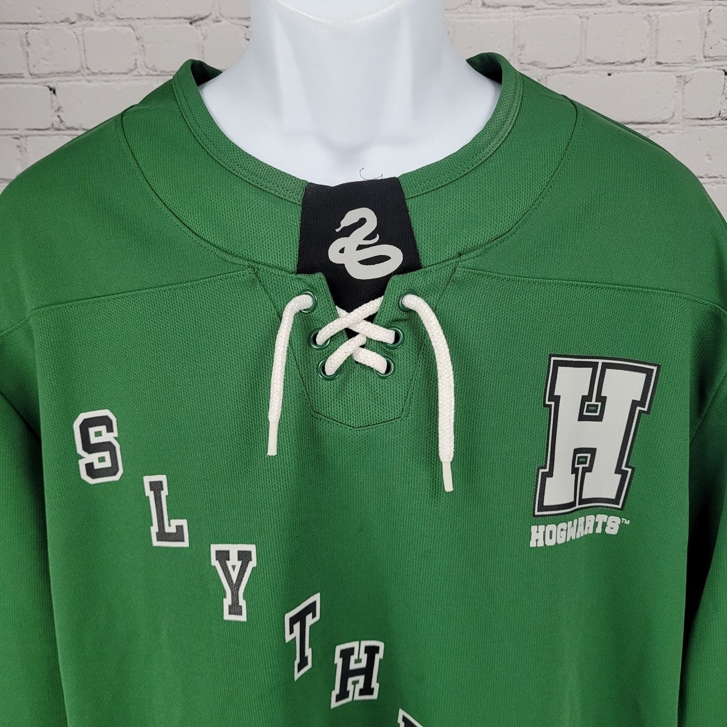 Harry Potter Hogwarts Slytherin Green Pullover Long Sleeve Jersey Shirt Small S
