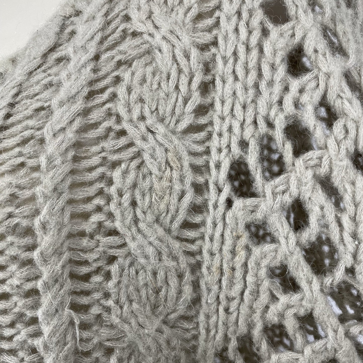 Free People Beige Wool Mohair Blend Oversized Chunky Open Knit Sweater Size XS