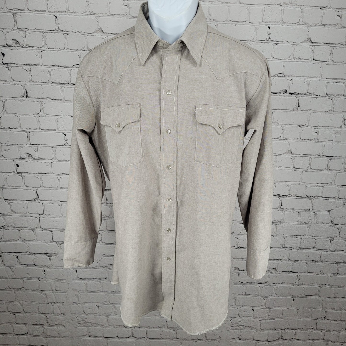 Ranch & Town Panhandle Slim Grey Pearl Snap Western Long Sleeve Shirt Size 16-32