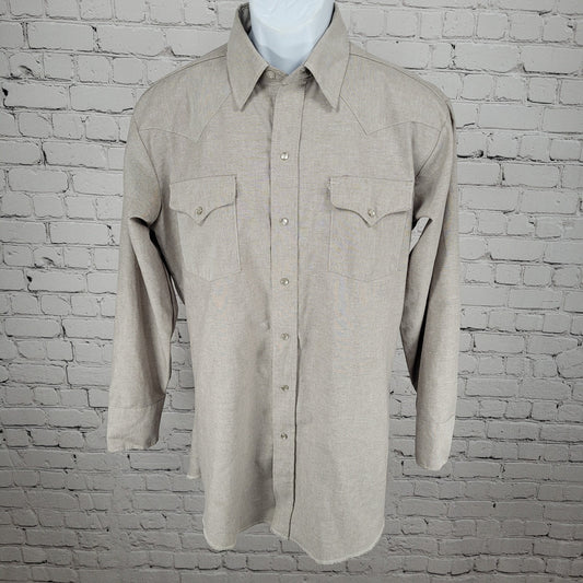 Ranch & Town Panhandle Slim Grey Pearl Snap Western Long Sleeve Shirt Size 16-32