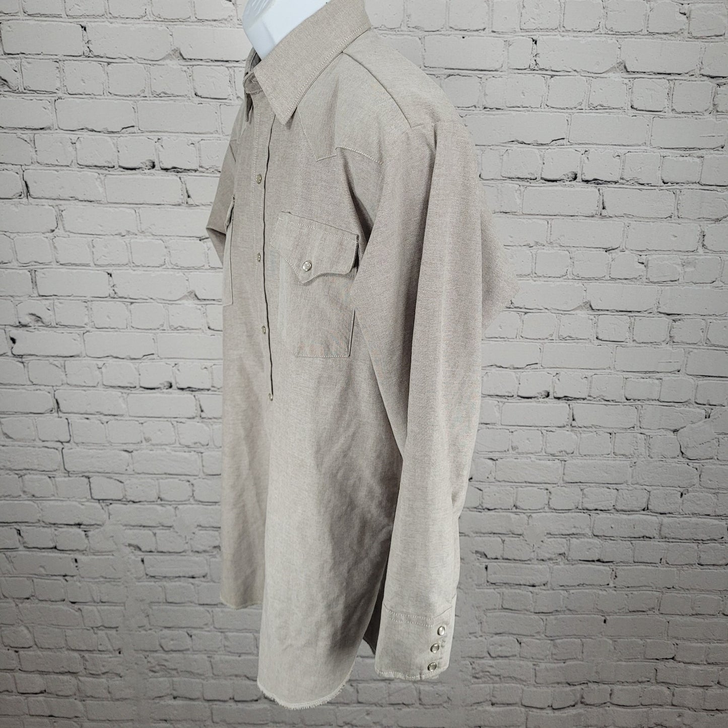 Ranch & Town Panhandle Slim Grey Pearl Snap Western Long Sleeve Shirt Size 16-32