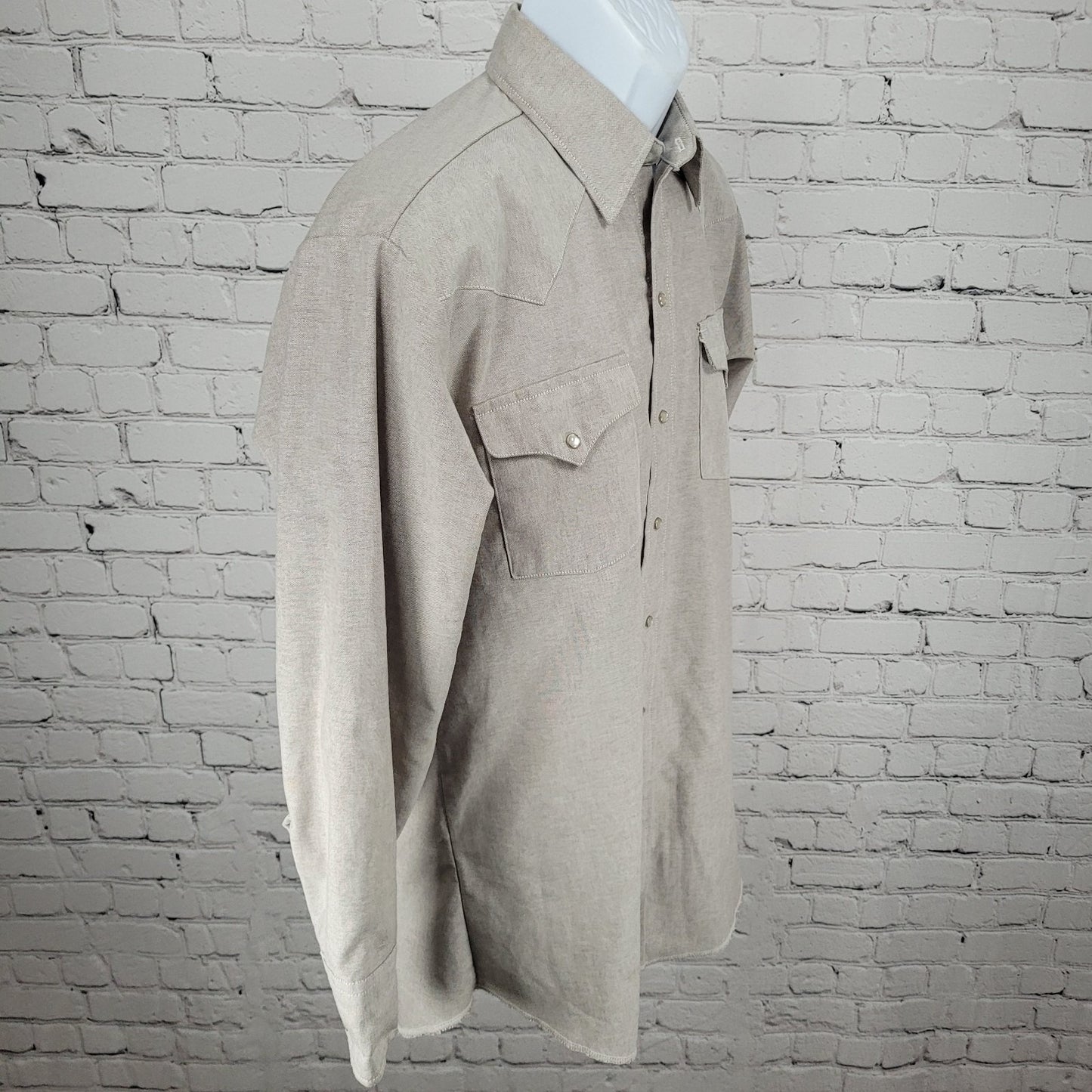 Ranch & Town Panhandle Slim Grey Pearl Snap Western Long Sleeve Shirt Size 16-32