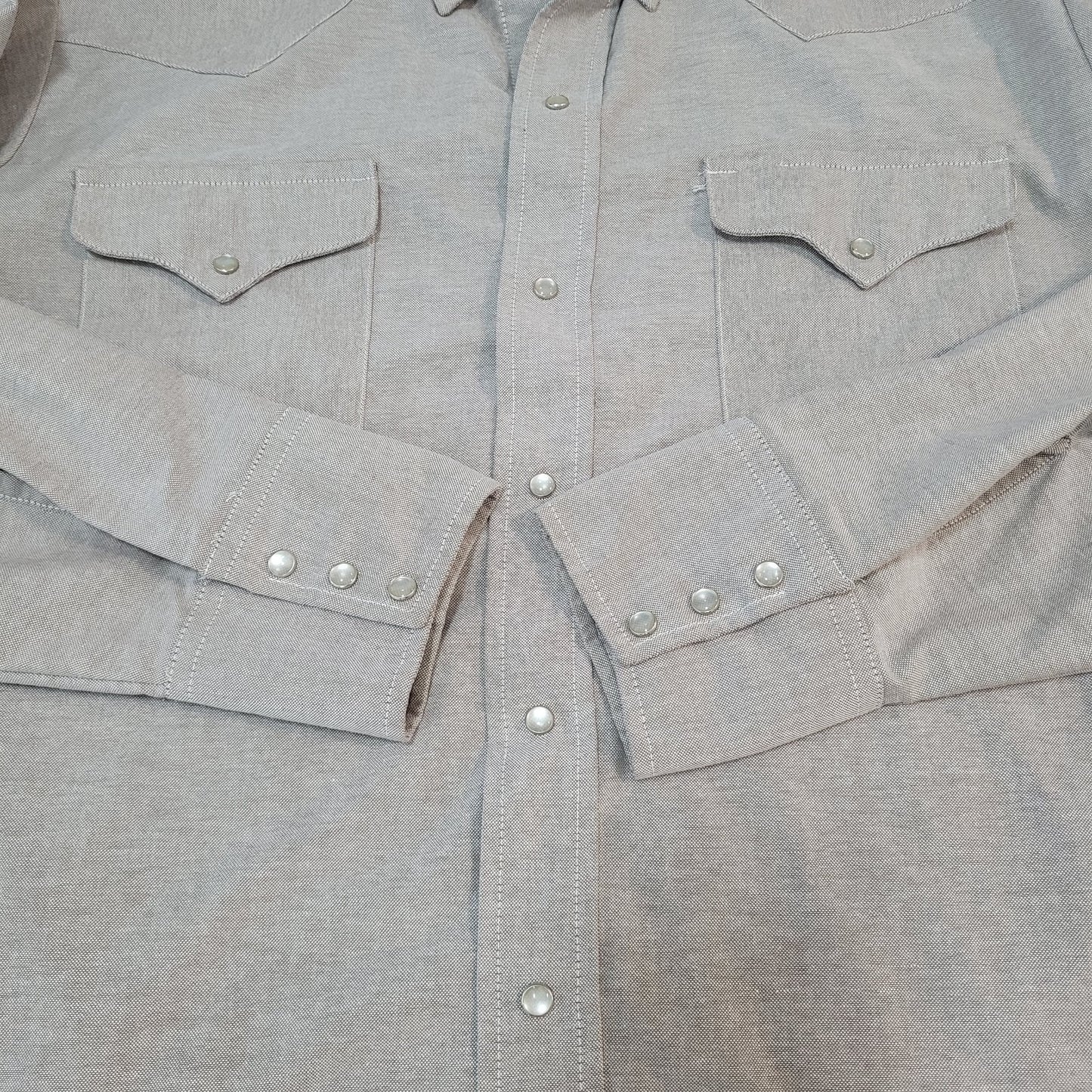 Ranch & Town Panhandle Slim Grey Pearl Snap Western Long Sleeve Shirt Size 16-32
