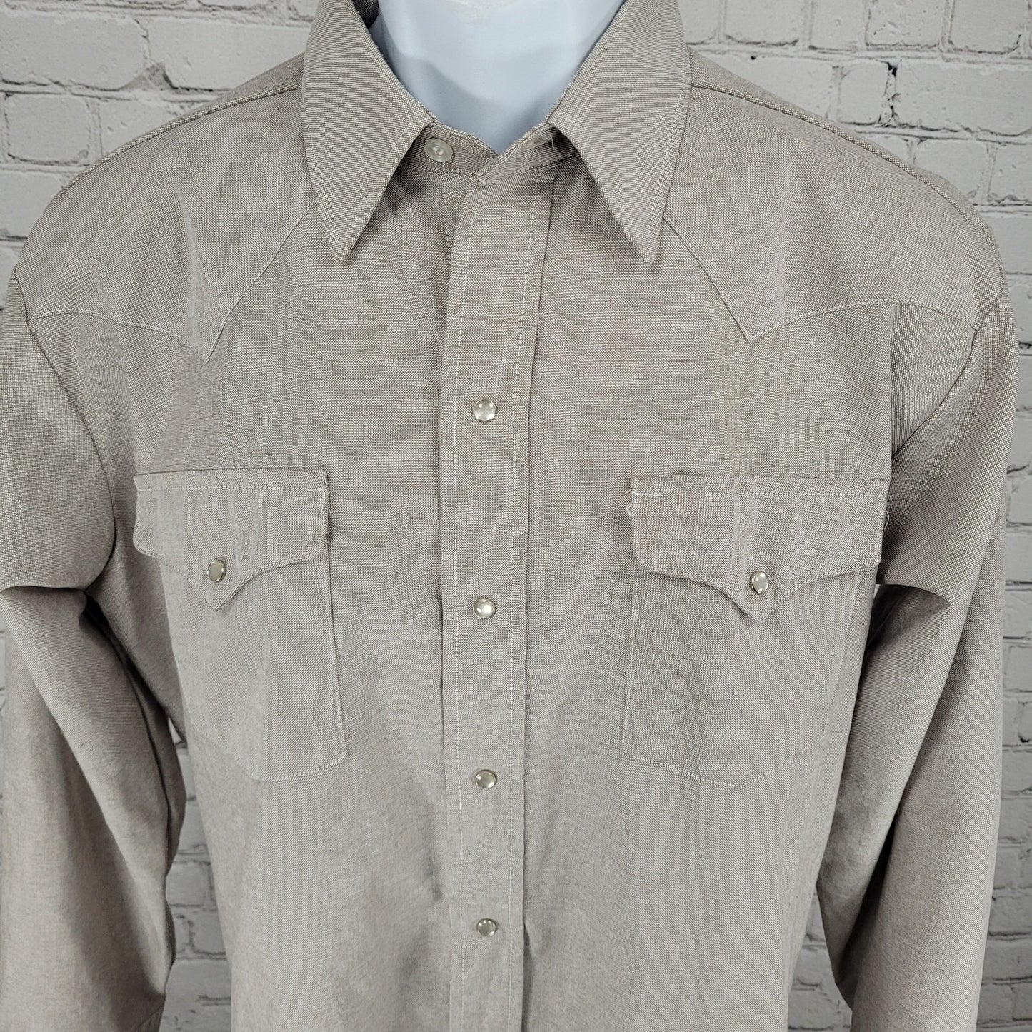 Ranch & Town Panhandle Slim Grey Pearl Snap Western Long Sleeve Shirt Size 16-32