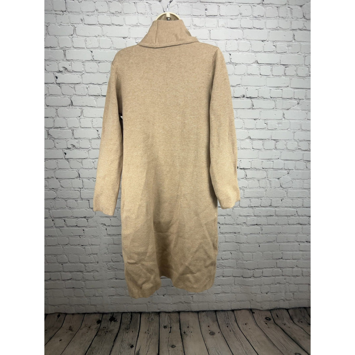 NWT Maxsport Sand Tan Shawl Collar Open Front Long Duster Cardigan Sweater M