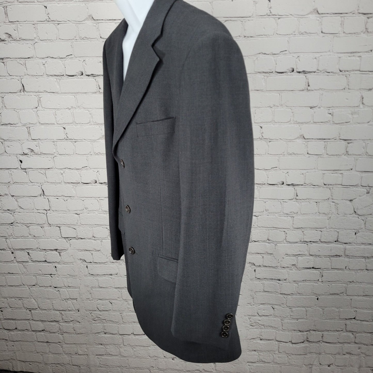 Brooks Brothers Grey 346 Wool Stretch 3 Button Notch Blazer Sport Coat Size 40L