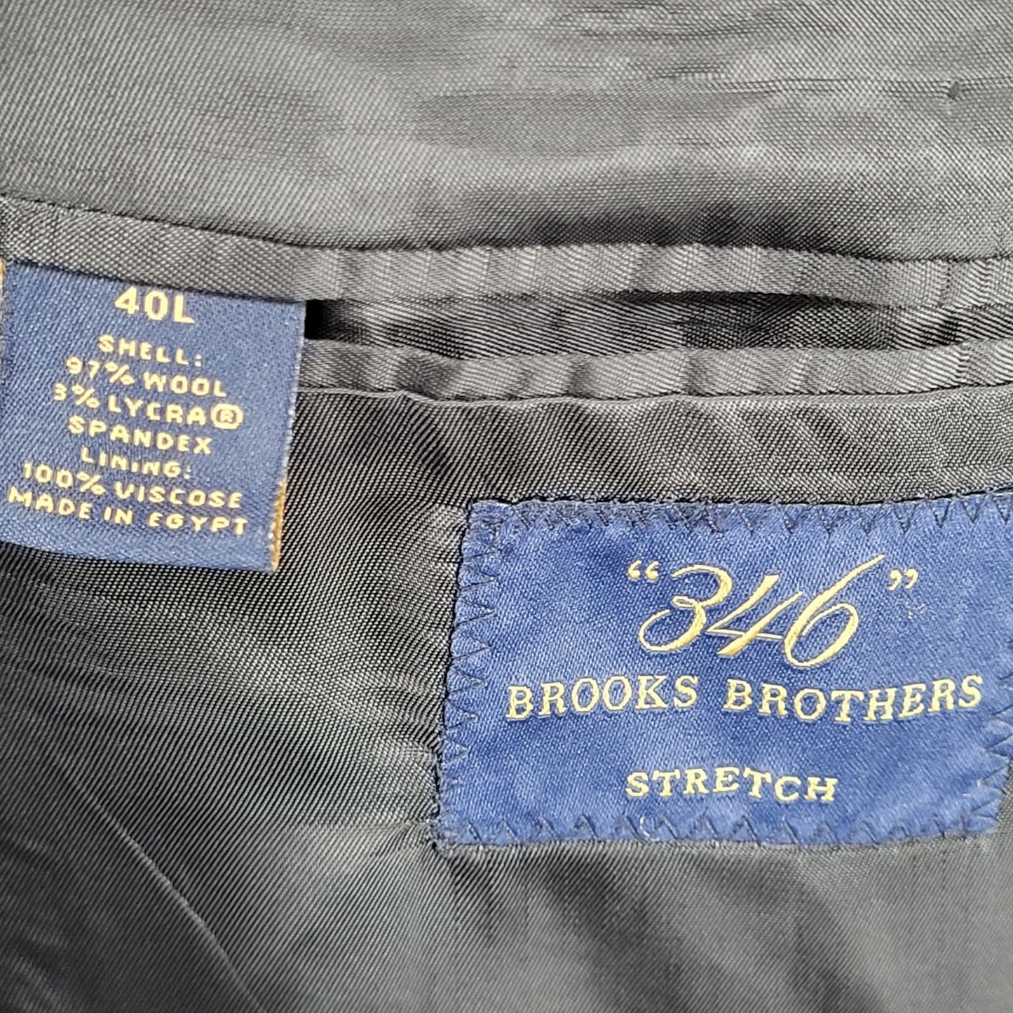 Brooks Brothers Grey 346 Wool Stretch 3 Button Notch Blazer Sport Coat Size 40L
