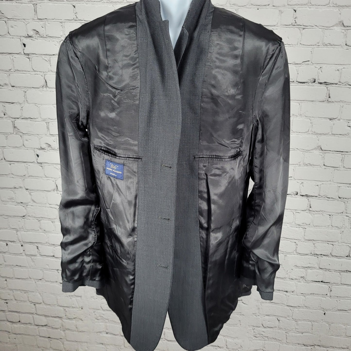 Brooks Brothers Grey 346 Wool Stretch 3 Button Notch Blazer Sport Coat Size 40L