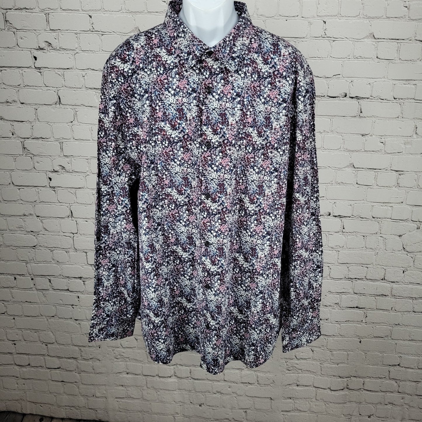 NWT Perry Ellis Multicolor Floral Stretch Button Up Long Sleeve Shirt Size 3XLT
